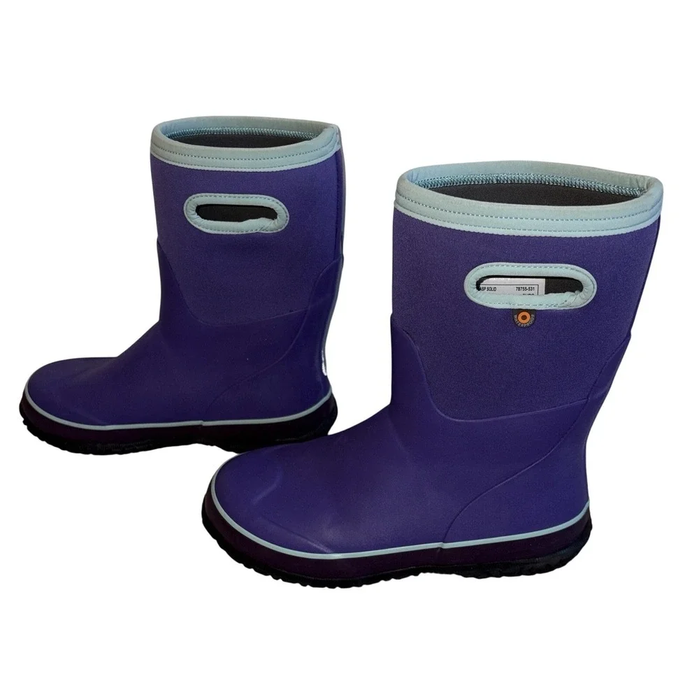 Bogs Classic Tall Grasp Winter Rain Boots Youth Size 5 Waterproof Insulated EUC